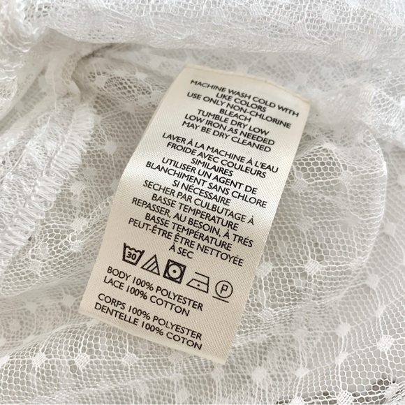 🤍 ANTHROPOLOGIE White Ruffle Sheer Mesh Maxi Dress Small Petite SP - Picture 15 of 15